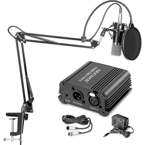 Neewer NW-700 Professional Condenser Microphone NW-35 Suspension Boom Scissor Arm Stand +XLR Cable and Mounting Clamp kit