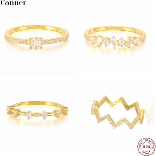 Simple Minimalist Single Row Crystal Rainbow Zircon 925 Sterling Silver Rings for Women Wedding Engagement Rings Party Jewelry