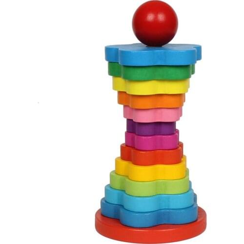 Rainbow Stacking Ring Tower Stacking Stapelring Blocks Wood Toddler Toy Educational Toys Infant Toys