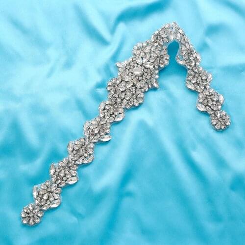 Wide Hot drilling Pearl Accessories Silver Wedding Dresses Gold Handmade Rhinestone Garment Bridal Beaded Crystal Applique S168