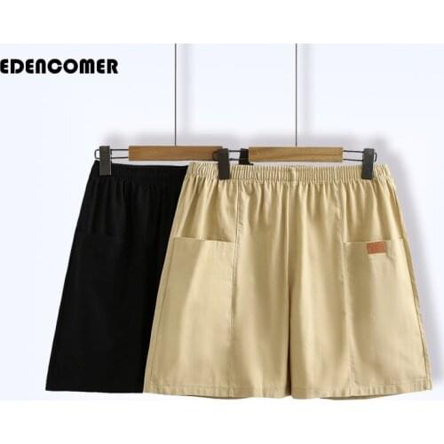 Large Size Womens Summer Comfortable Elastic Waist Casual Wide-leg Pants 2021 Loose Slim Retro Shorts Female Traf Ropa Mujer