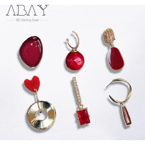 925 Sterling Silver Pin with Red Earrings Versatile Perfect for Parties/Anniversaries Various Styles Simple Delicate and Compact