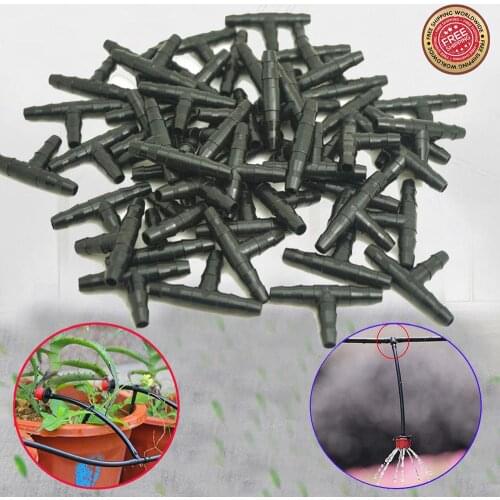 50x Garden Agricultural Irrigation 1/4" Barbed Drip Bulk Tee Connector Fittings
