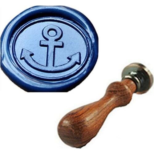 Vintage Anchor Custom Picture Logo Wedding Invitation Wax Seal Sealing Stamp Rosewood Handle Set Kit