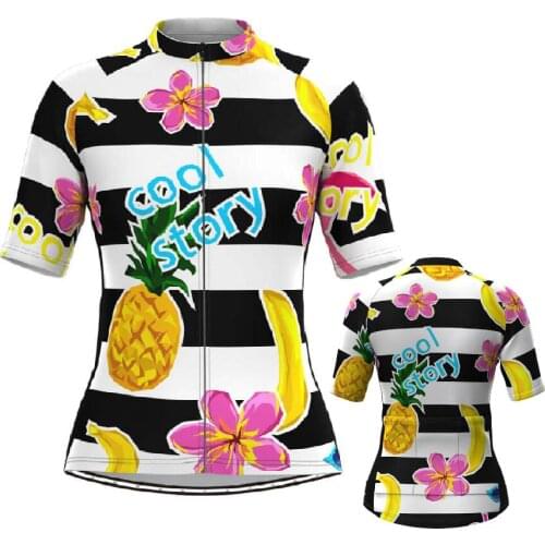 Fruits Womens Short Sleeve Cycling Jersey White New Clothes Bicycle Cycling Top Bike Top Road Wear