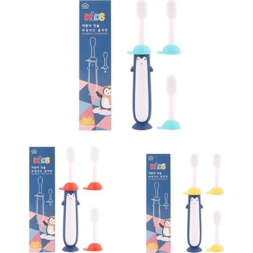 D0JF Lovely Cute Penguin Soft Bristle Toothbrush for Kids Children 6-12 Years Old