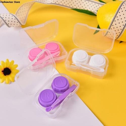 1Pc Random Color Transparent Pocket Plastic Contact Lens Case Travel Kit Easy Take Container Holder