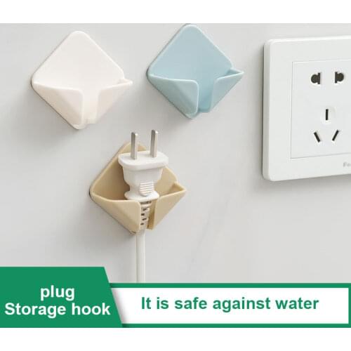 2pcs Multi-function Wall Storage Hooks Strong Adhesive Hook Power Plug Socket Hanger Stand Holder Wall Mounted Self Sticky Hook