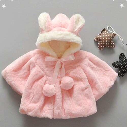 2016 Lovely Cartoon Shape Infant Winter Cloak Cape Child Baby Thick Rabbit Fur Coat Imitation