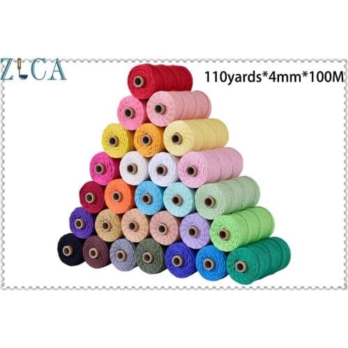 4mm X 110yards X100M Colorful Cord Rope Thread Twisted Macrame String DIY Bag Home Decor Textile Wrapping Decorative Cotton Cord