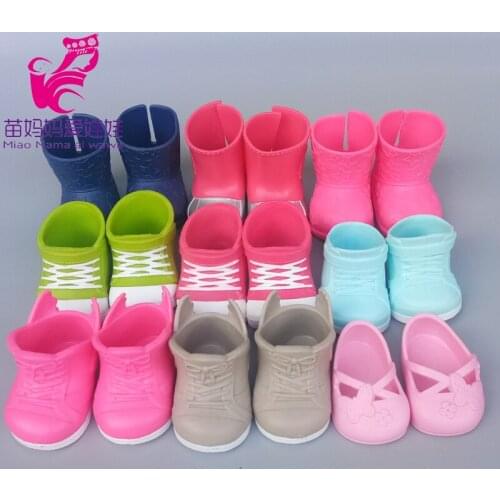 40cm Newborn Baby Doll Shoes Black Green Blue Pink Shoes For 18 "Girl Doll Shoes Sneaker Doll Accessories