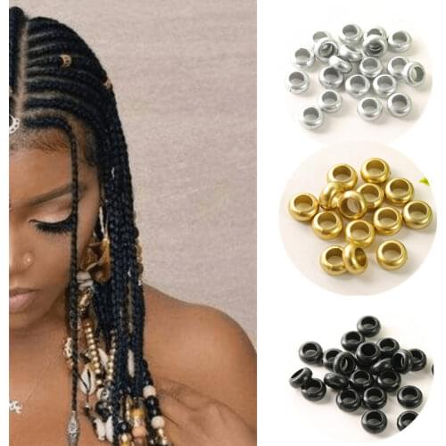 50-200 PCS African Hair Rings Cuffs Tubes Charms Dreadlock Dread Hair Braids Jewelry Decoration Accessories Gold Silver Beads