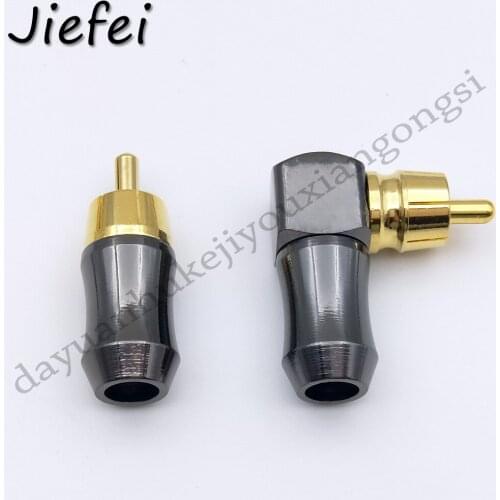 50pcs high quality Copper plated Right Angle RCA Male Plug Gold Plated Audio Video Adapter Connector