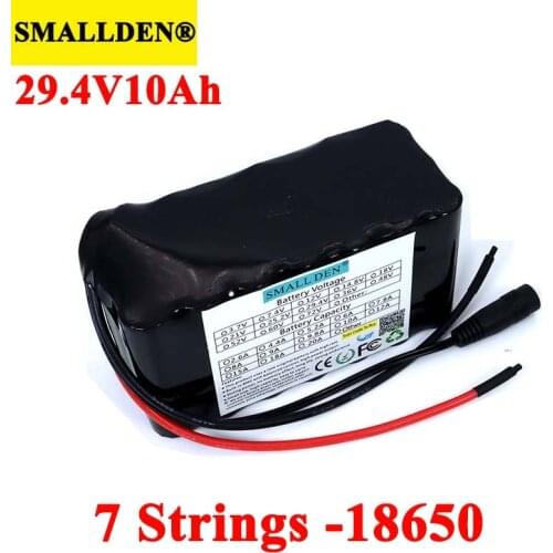 SMALLDEN 24V 10Ah 7S3P 18650 Rechargeable battery pack 29.4V Electric bicycle moped li-ion batteries with 15A BMS Protection