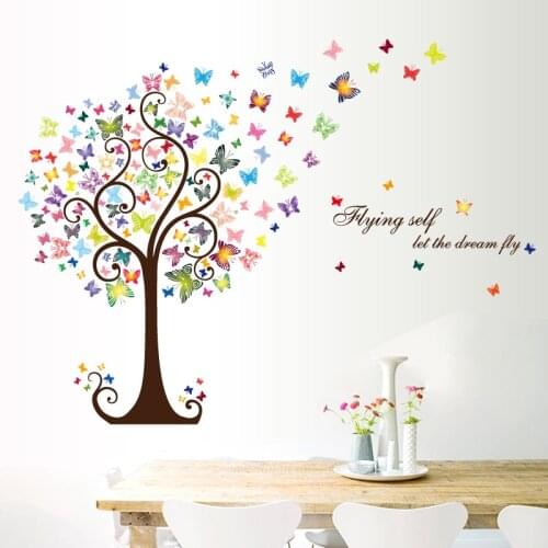 Butterfly tree Home Decor adesivo de parede Art Decals 3D DIY Wallpaper decoration for Kids Rooms Wall Stickers
