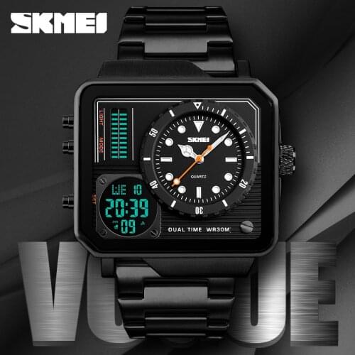 SKMEI Luxury Top Men Quartz Watch Fashion Digital Analog Sport Casual Wristwatches Waterproof Stainless Steel Clock Male Watches