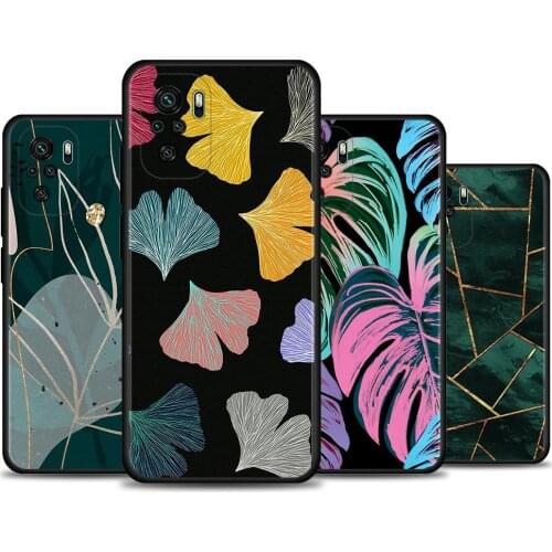 Case for Redmi Note 10 Pro Max 9 8 8T 7 Cover For Redmi K40 Pro Plus 9 Power 9A 9C 9T 8A Funda Green Tropical Leaves