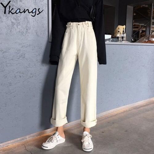 Mom Jeans Women Loose High Waist Leisure Full-length Wide Leg Jean All-match Korean White Trendy Harajuku Daily Chic Denim Pants