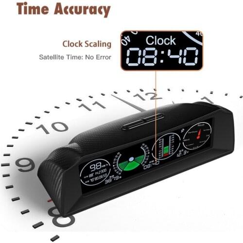 GPS Escort Speed Slope Meter Inclinometer Car HUD Automotive Tilt Pitch Angle Protractor Latitude Longitude Smart Compass