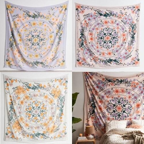 Indian Mandala Tapestry Wall Hanging Flower Psychedelic Tapestry Wall Hanging Decor for Living Room Bedroom Bohemian Plant Print