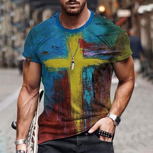 Hot selling new T-shirt fashion mens T-shirt retro leisure travel T shirt 3D color printing mens short sleeve T shirt