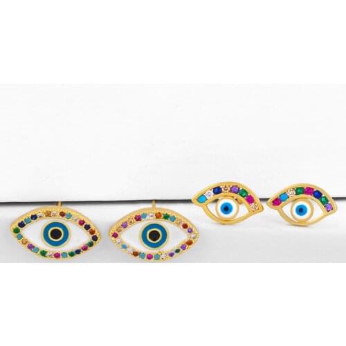 Small Evil Eye Earrings For Women With Stone Crystal Stud Earrings CZ Blue Eye Women Jewelry olho grego erss82