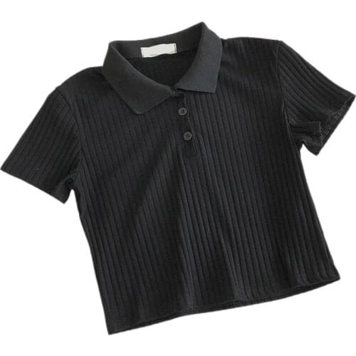 Fashion Women Short Sleeve Crop Top Knit Button Vest Casual Gray White Tops Solid Ribbed Short Shirt