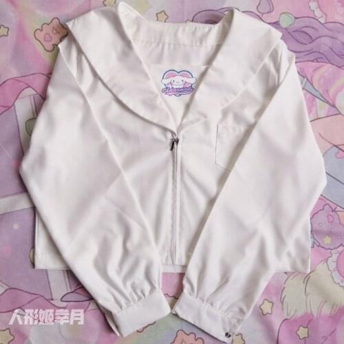 Japanese Soft Girl JK Girl Hand-made Laurel Dog Jk Uniform Kansai Shirt Basic White Top Long Sleeve Shirt Women Tops Blouse