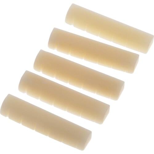 5x Unblank Slotted Bridge Nut Carved Bone 43x9x6mm For 6 Strings Folk Guitar