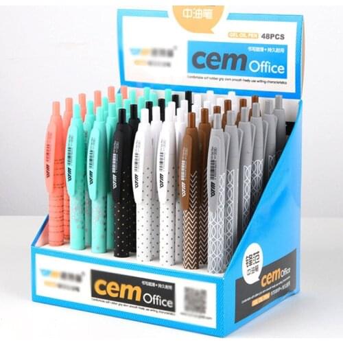 48 pcs/lot New Fashion Dots Stripe Ballpoint Pen Cute Press ball pens School Office writing Supplies Stationery Gift