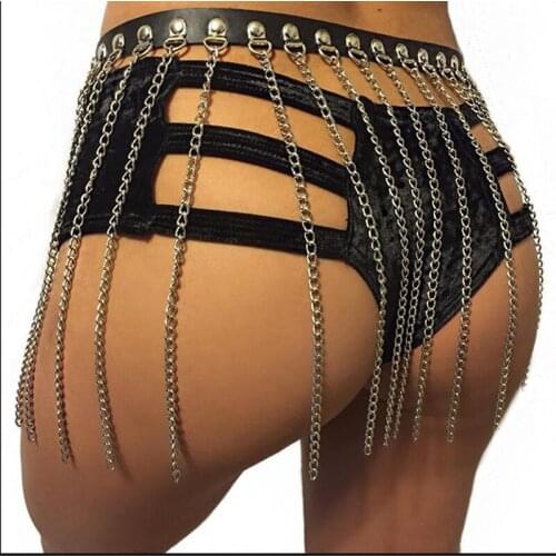 The New European and American Punk Gothic Dark Hip-Hop Bound Chain Belt Square Dance Wild Hip-Hop Belt Harajuku Chain Belt 2020