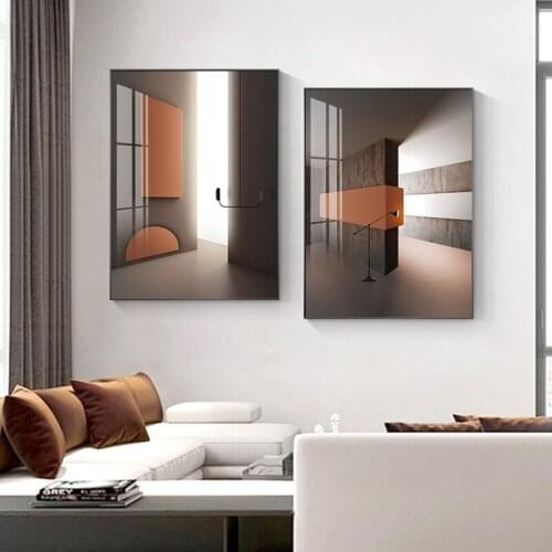 Industry Style Nordic Modern Abstract Space Building Home Decor Canvas Paintings Wall Art Prints Living Room Posters Pictures