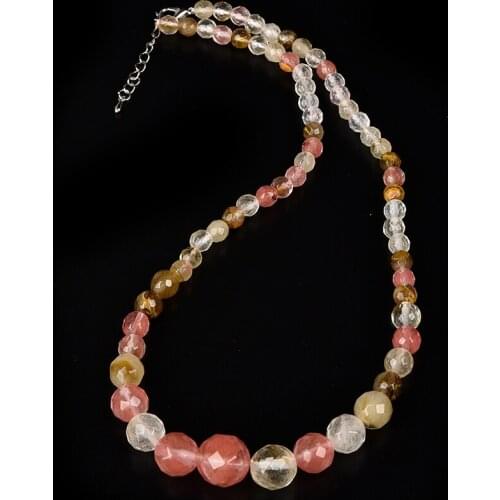 Pink with Transparent and Yellow Brings a cool and Refreshing Feeling Watermelon Tourmaline Jas-per Necklace. semiprecious