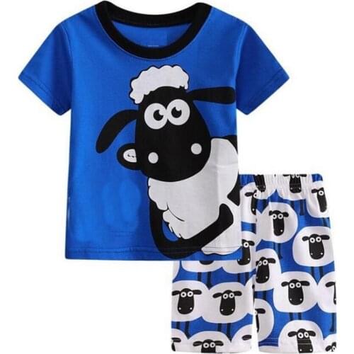 Cartoon Animal Print Pyjama for Girls Kids Pajama Set Baby Boys Summer Sleepwear Cute Toddler Children Cotton Nightwear Homewear