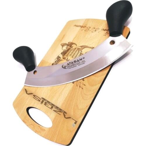 Satır Zırh Kıyma Doğrayıcı 31 cm Çift Tutmalı Mutfak Bıçak Seti