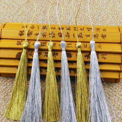 DIY 50pcs Gold and silver tassel Bookmark tassels Jewelry Accessories Handicrafts 12.5cm