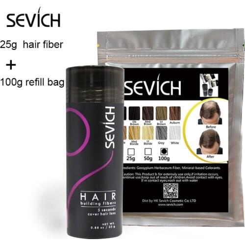 Sevich 2pcs/set 25g keratin hair fiber spray + 100g refill bag hair growth thickening powder 10 colors beauty salon make up