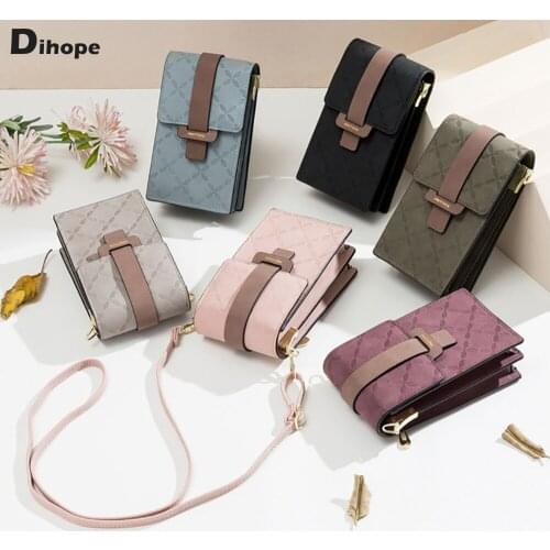 Dihope Plaid Print Messenger Bags Woman Small Crossbody Bags For Mobile Phone Mini PU Leather Shoulder Messenger Bag Girls