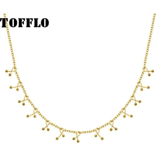 TOFFLO Stainless Steel Jewelry Sweet Little Tassel Cherry Necklace Womens Small Lovely Beads Bracelet BSP504-BSE098