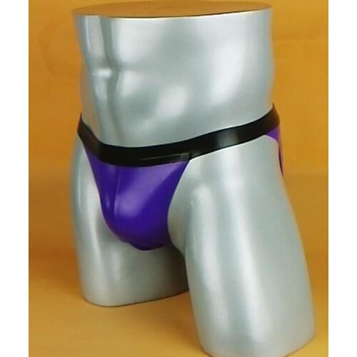 Unique Blue and black latex panties male rubber latex underwear / panties glued handmade