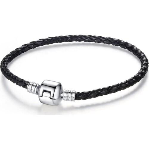 YSH new 100% 925 Sterling Silver Couple bracelets DIY color leather fit Original charms beads 2020 fashion Jewelry Free shipping