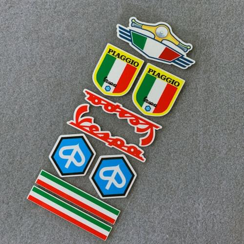 1 Set of 9PCS Car Styling and Decals Motorcycle Sticker Auto Body Window Applique for Scooter Vespa Piaggio Race