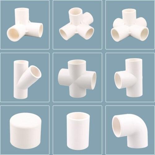 1pc 20 25 32mm White PVC Pipe Connector Straight Elbow Tee Cross Joints Water Pipe Adapter 3 4 5 6 Ways Joints
