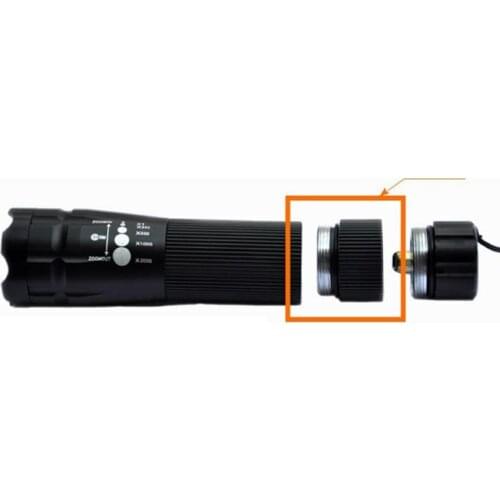 1pcs Black Rechargeable Extension Ring Tube Joint Adapter for Bright Flashlight 18650 Lithium Battery Lamp Holder Converter