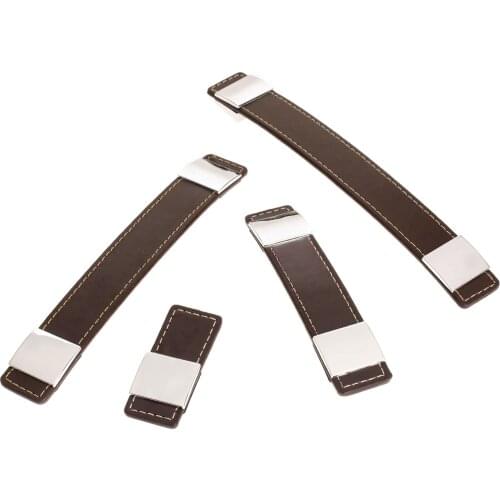 1pc Leather Kitchen Cabinet Knobs And Handles Single Hole/96/160/192mm Door Furniture Handles Cupboard Pull Knob For Furniture