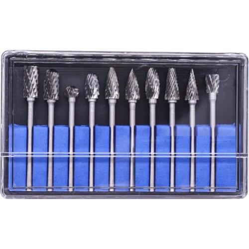 10pcs Tungsten Carbide Cutter Shank 3.175mm Double-cut Rotary Files