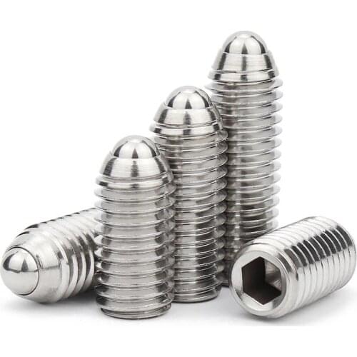 2/5/10/20pcs 304 stainless steel Hex Socket Allen Spring Ball Plunger Grub Point Set Screw M3 M4 M5 M6 M8 M10 M12 Bolt A2-70