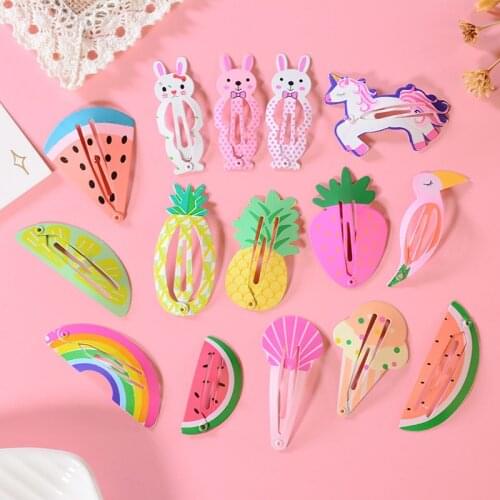 3pcs Lovely Cartoon Fruit Type Metal Candy Color Girls Hairpins Hair Clip Kids Headwear Children Accessories Baby BB Clips TXTB1