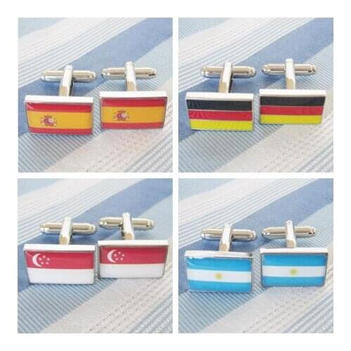 50pairs/lot CUSTOMIZE National Flag Cufflinks Copper Enamel Spanish Argentina Singapore German Flag Cufflink Wholesale