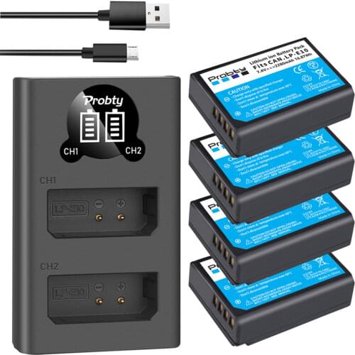 4 Pcs LP-E10 LP E10 LPE10 Camera Battery & LED USB Charger For Canon 1100D 1200D 1300D 2000D Kiss X50 X70 Rebel T3 T5